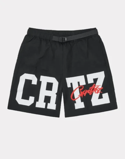 Corteiz Crtz Nylon shorts in Schwarz
